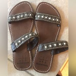 Global Girls Leather Beaded Sandals